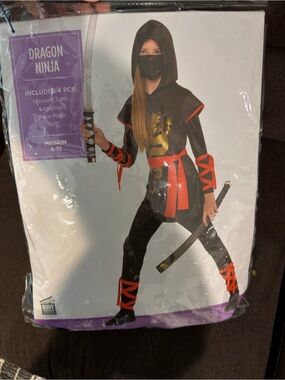Dragon Ninja Kids Costume Hoodie Set - Black & Red